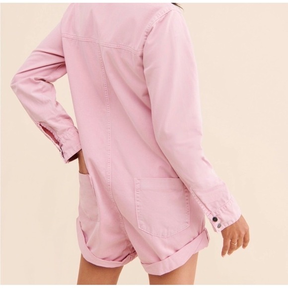 One Teaspoon Prophecy Romper Pink Cotton Utility Button Front Womens Size Small - Picture 3 of 12